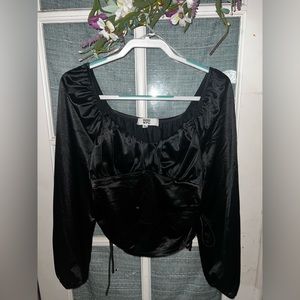 Black crop top blouse